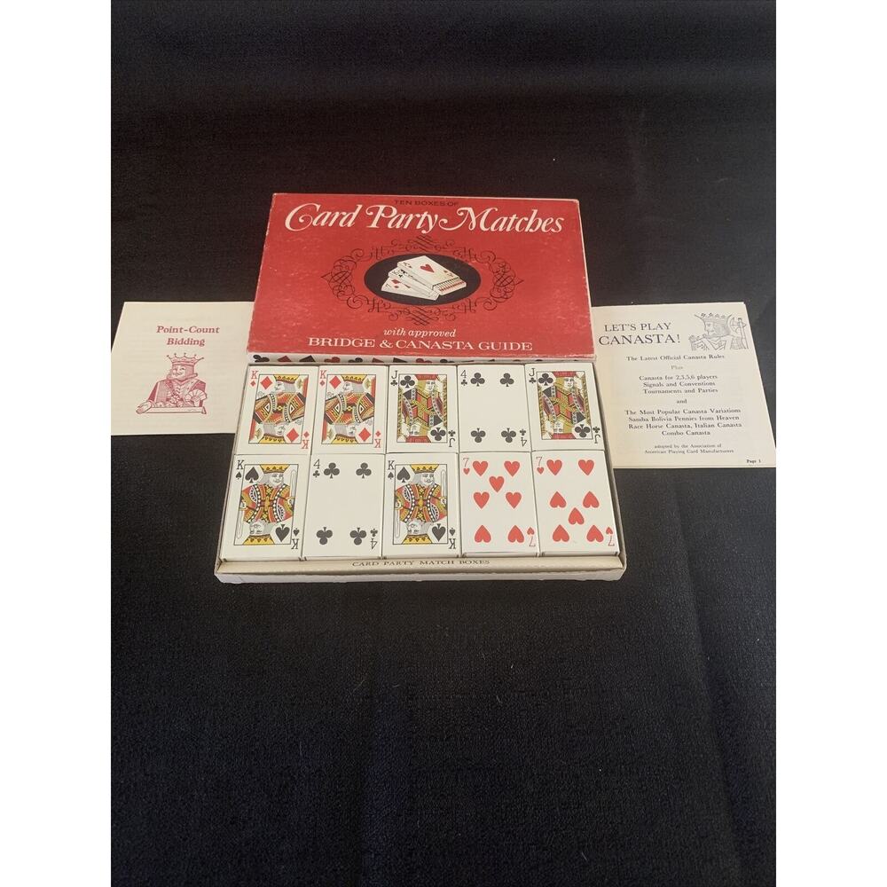 1963 VTG Card Party Matches With Bridge & Canasta Guides Made In The USA NY,NY